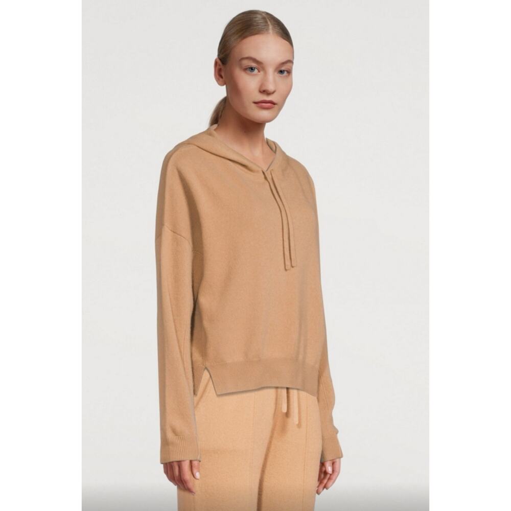 Naadam Camel Tan Cropped 100% Cashmere Hoodie Sweater M